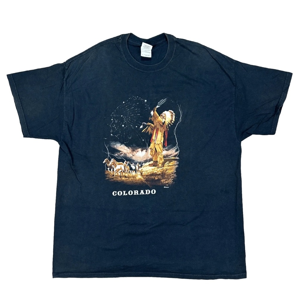 Colorado Native American Indian Chief Horses Stars T Shirt 2006 Black Men’s XL